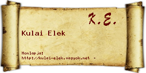 Kulai Elek névjegykártya